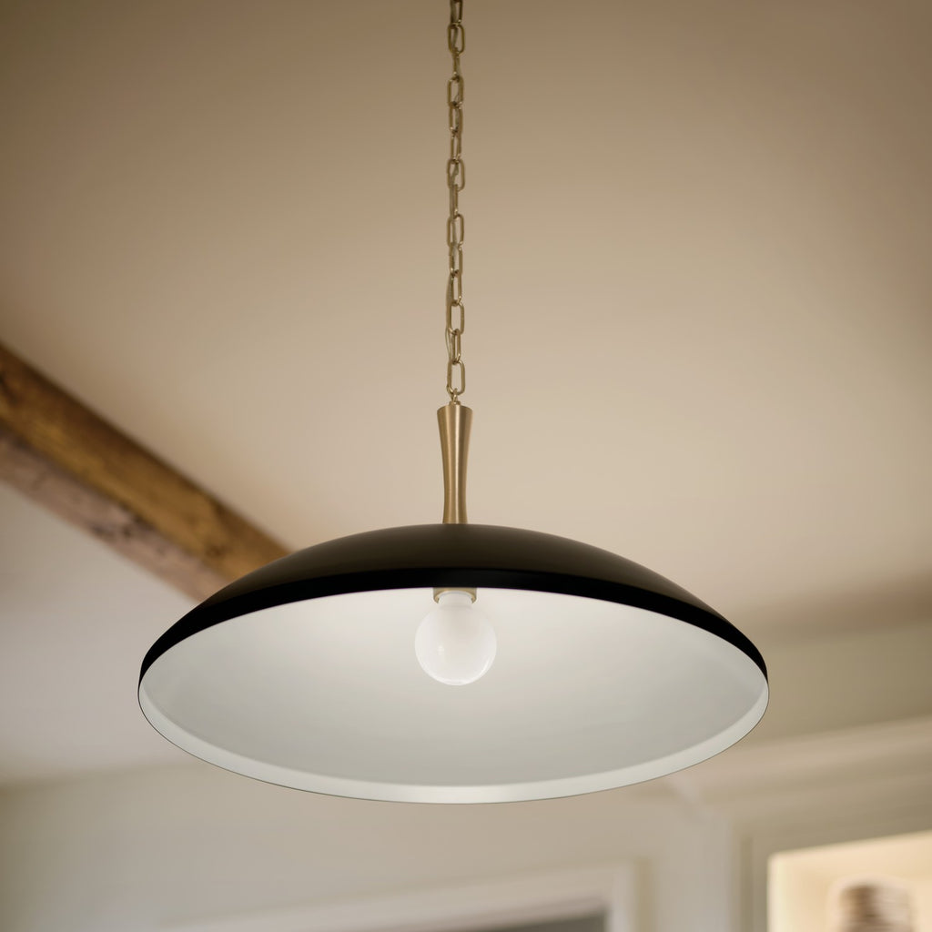 KICHLER 52638BK Delarosa 20 Inch 1 Light Pendant In Black And Champagne Bronze
