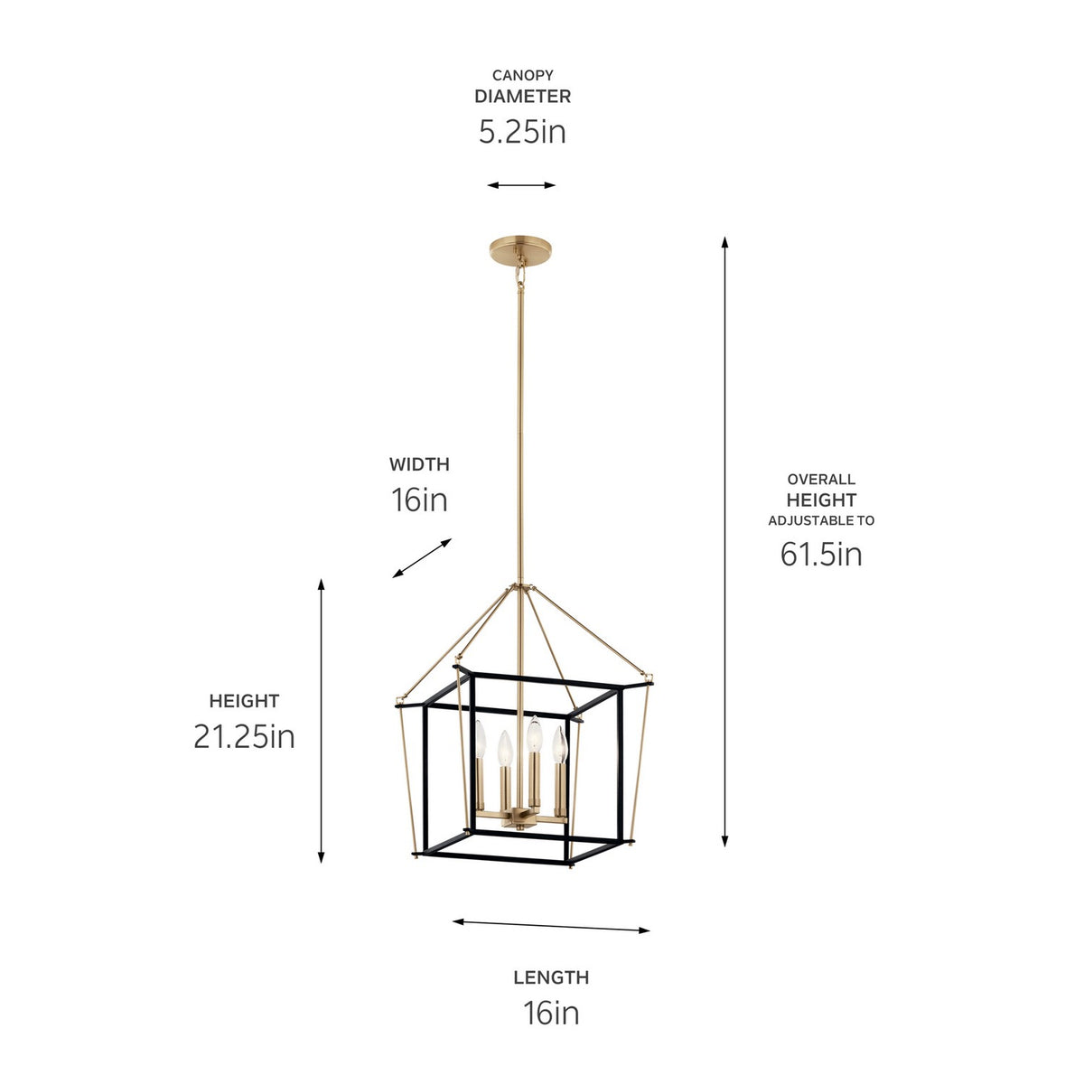KICHLER 52626CPZ Eisley 21.25 Inch 4 Light Foyer Pendant In Champagne Bronze And Black