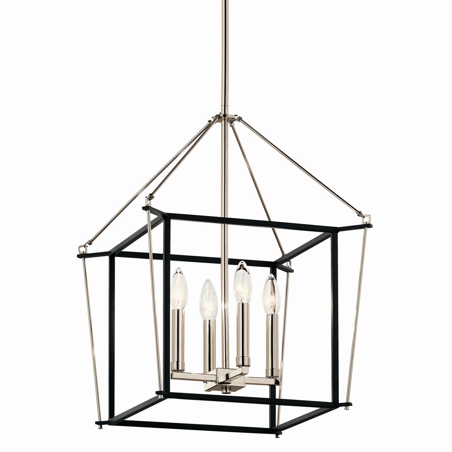KICHLER 52626PN Eisley 21.25 Inch 4 Light Foyer Pendant In Polished Nickel And Black