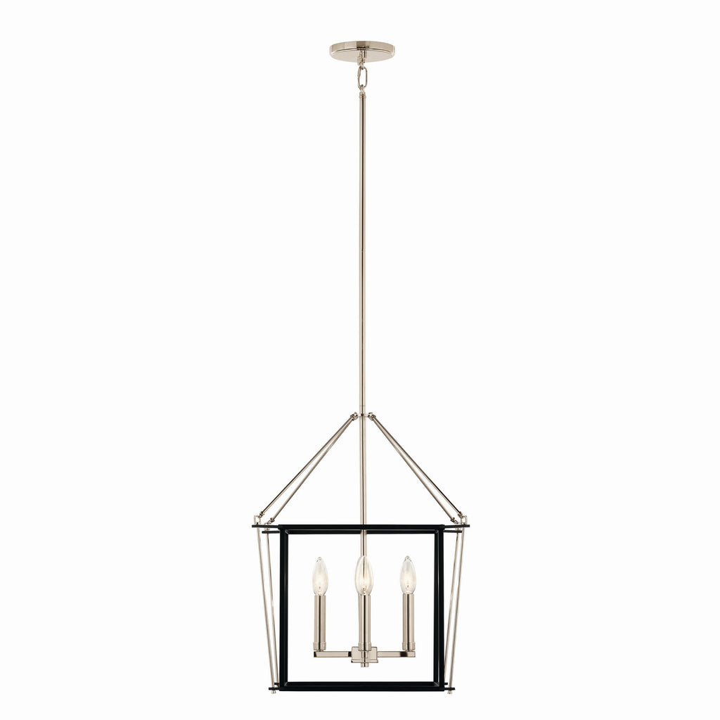 KICHLER 52626PN Eisley 21.25 Inch 4 Light Foyer Pendant In Polished Nickel And Black