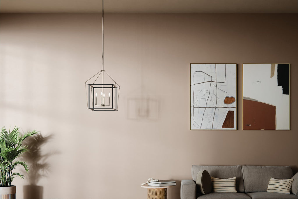 KICHLER 52626PN Eisley 21.25 Inch 4 Light Foyer Pendant In Polished Nickel And Black