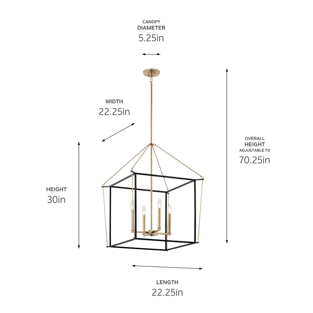 KICHLER 52627CPZ Eisley 30 Inch 4 Light Foyer Pendant In Champagne Bronze And Black