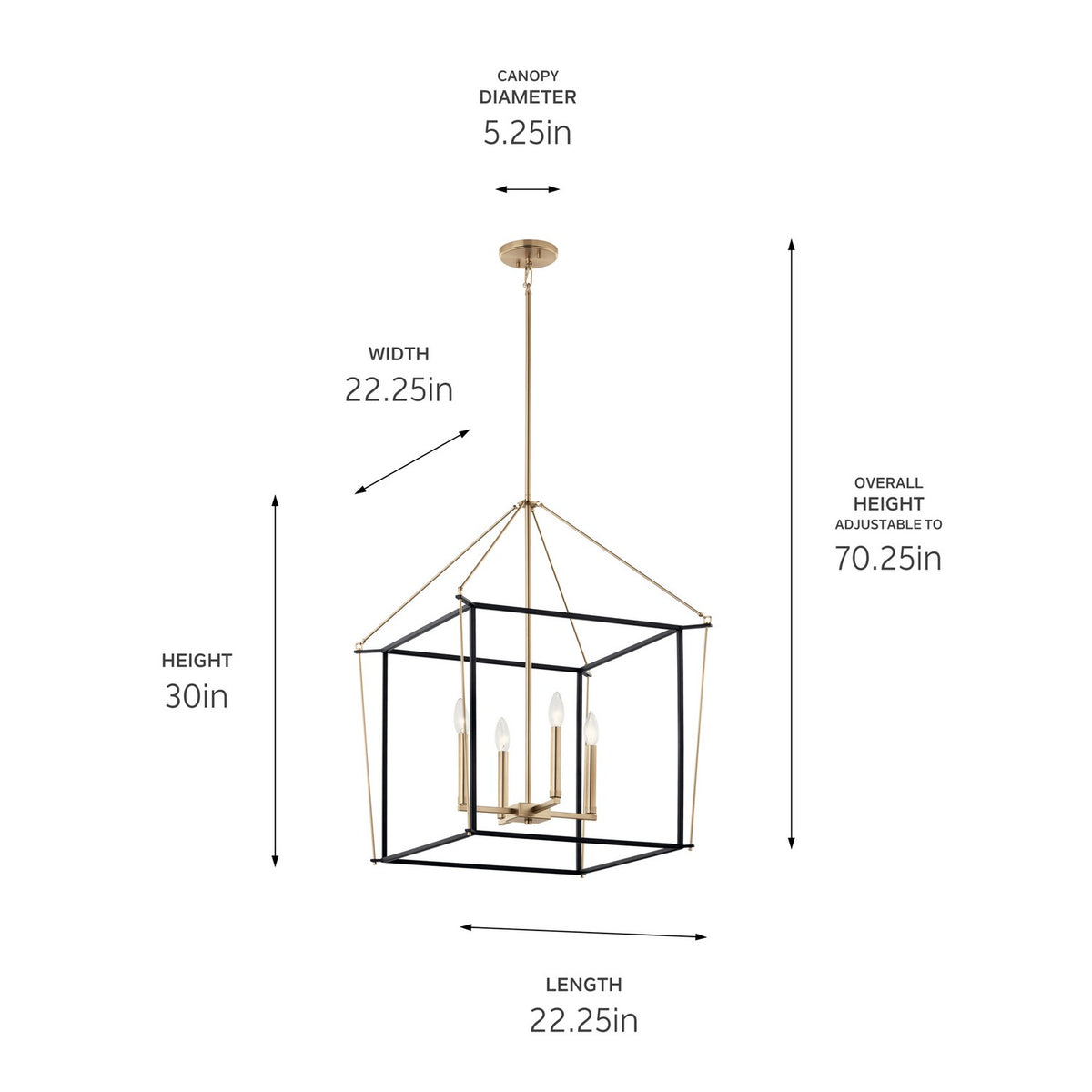 KICHLER 52627CPZ Eisley 30 Inch 4 Light Foyer Pendant In Champagne Bronze And Black