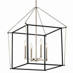 KICHLER 52627PN Eisley 30 Inch 4 Light Foyer Pendant In Polished Nickel And Black