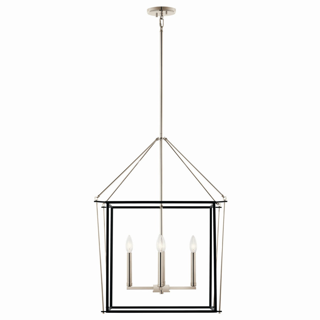 KICHLER 52627PN Eisley 30 Inch 4 Light Foyer Pendant In Polished Nickel And Black