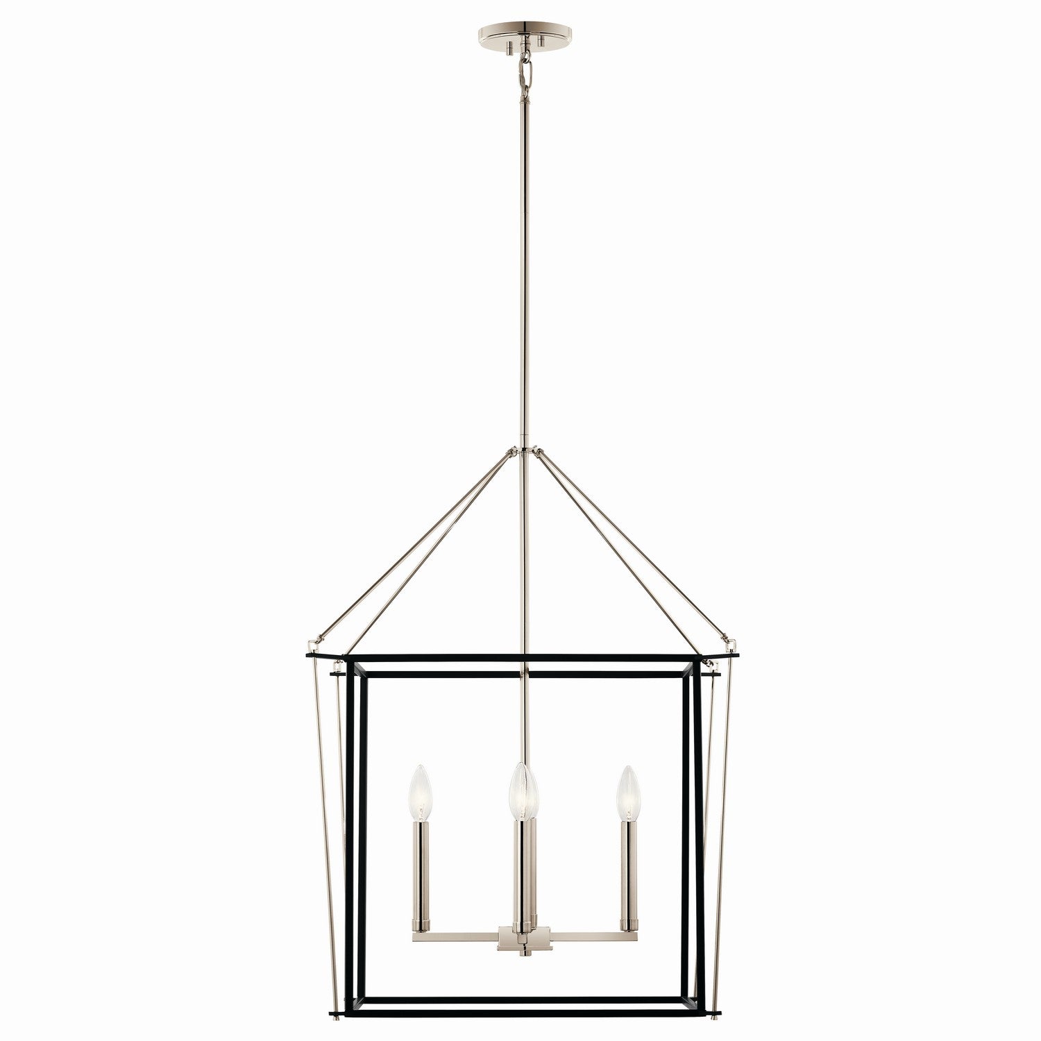 KICHLER 52627PN Eisley 30 Inch 4 Light Foyer Pendant In Polished Nickel And Black