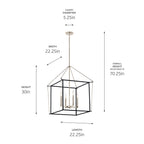KICHLER 52627PN Eisley 30 Inch 4 Light Foyer Pendant In Polished Nickel And Black