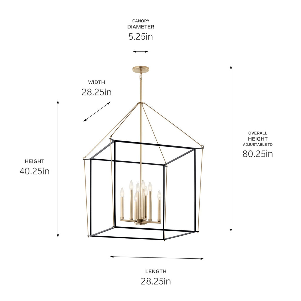 KICHLER 52628CPZ Eisley 40.25 Inch 8 Light Foyer Pendant In Champagne Bronze And Black