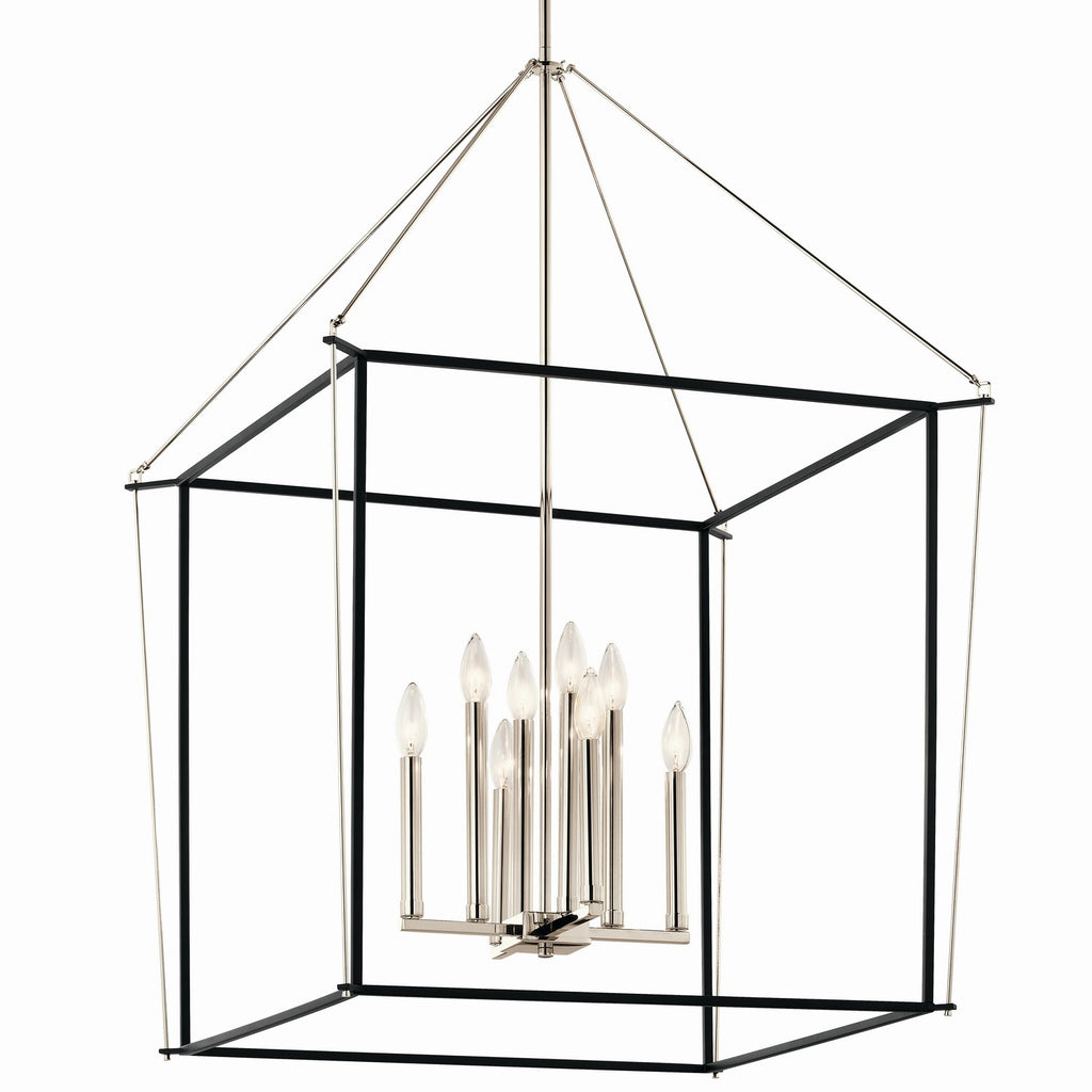 KICHLER 52628PN Eisley 40.25 Inch 8 Light Foyer Pendant In Polished Nickel And Black