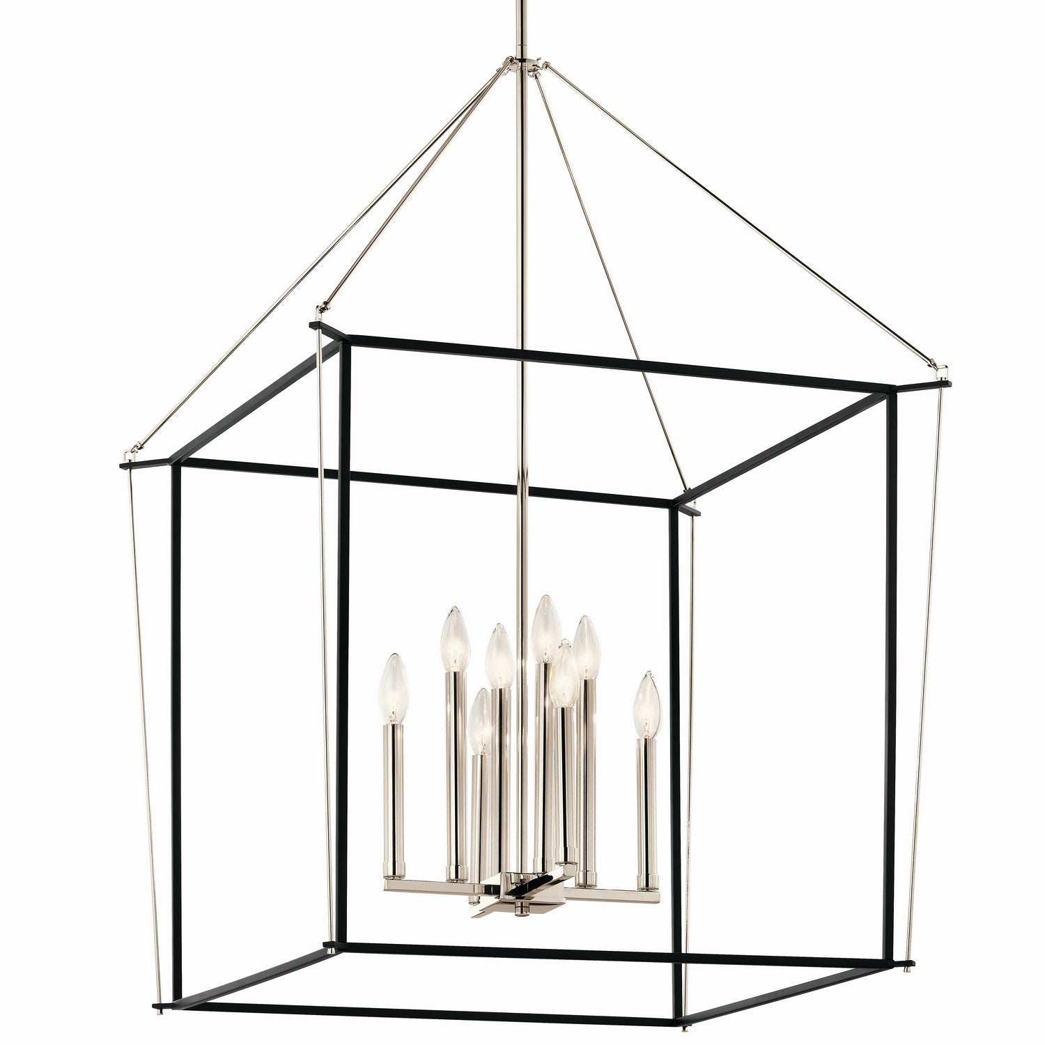 KICHLER 52628PN Eisley 40.25 Inch 8 Light Foyer Pendant In Polished Nickel And Black