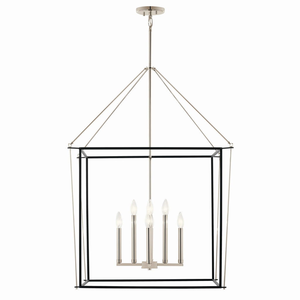 KICHLER 52628PN Eisley 40.25 Inch 8 Light Foyer Pendant In Polished Nickel And Black