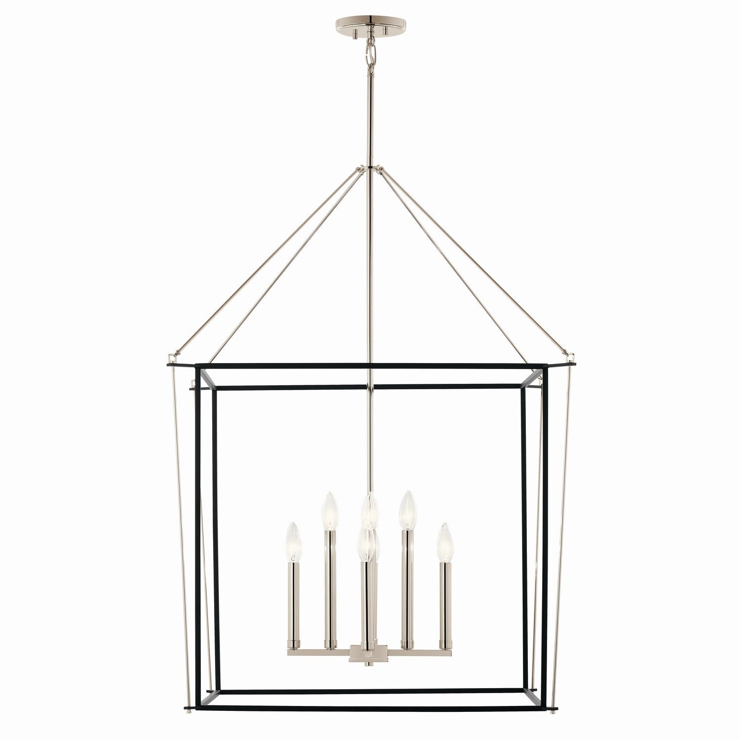 KICHLER 52628PN Eisley 40.25 Inch 8 Light Foyer Pendant In Polished Nickel And Black