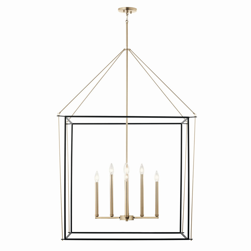 KICHLER 52629CPZ Eisley 50 Inch 8 Light 2 Tier Foyer Pendant In Champagne Bronze And Black