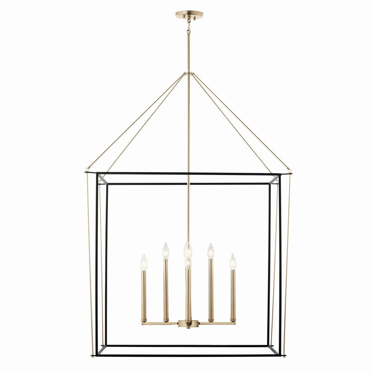 KICHLER 52629CPZ Eisley 50 Inch 8 Light 2 Tier Foyer Pendant In Champagne Bronze And Black