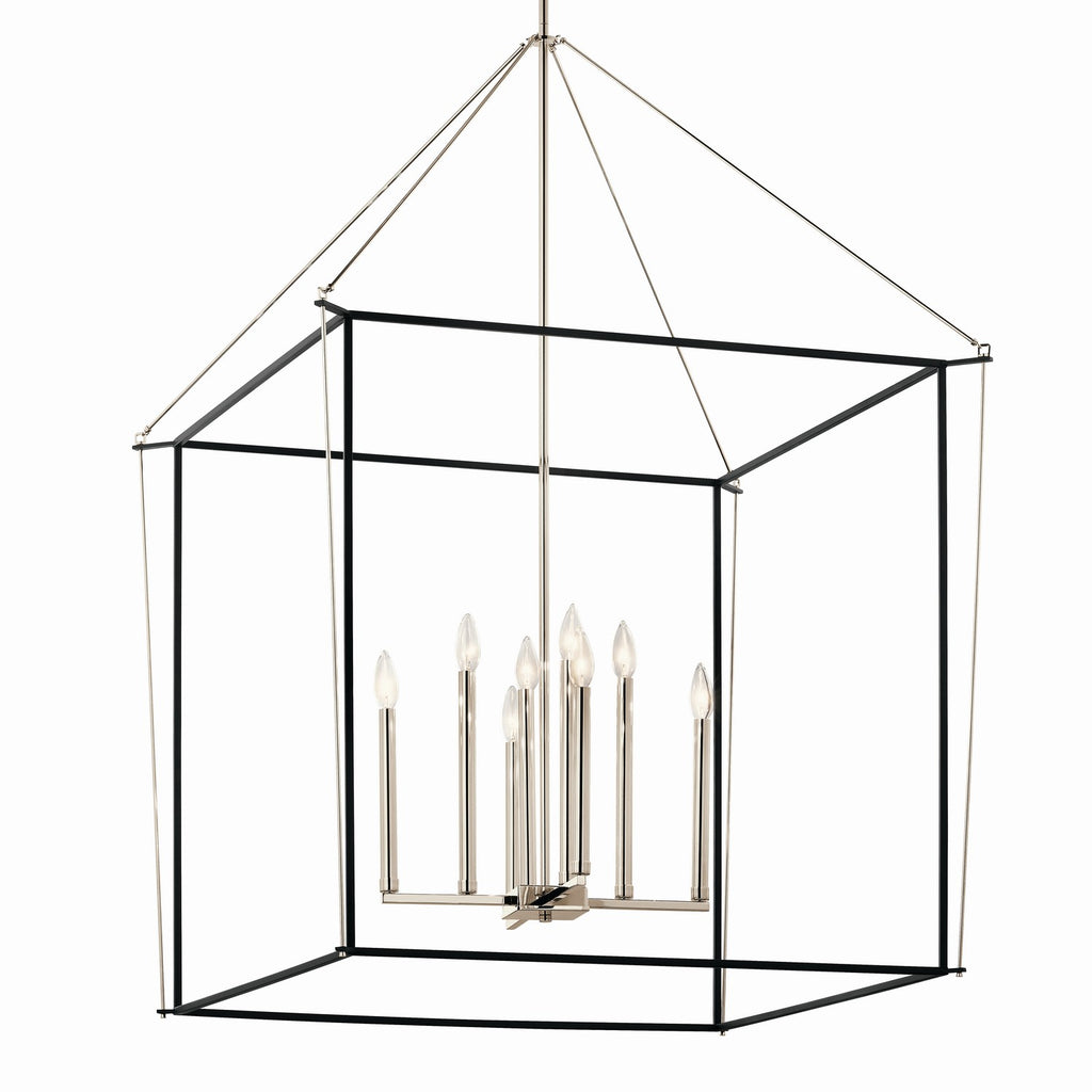 KICHLER 52629PN Eisley 50 Inch 8 Light 2 Tier Foyer Pendant In Polished Nickel And Black