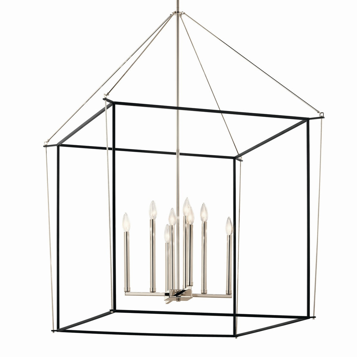KICHLER 52629PN Eisley 50 Inch 8 Light 2 Tier Foyer Pendant In Polished Nickel And Black