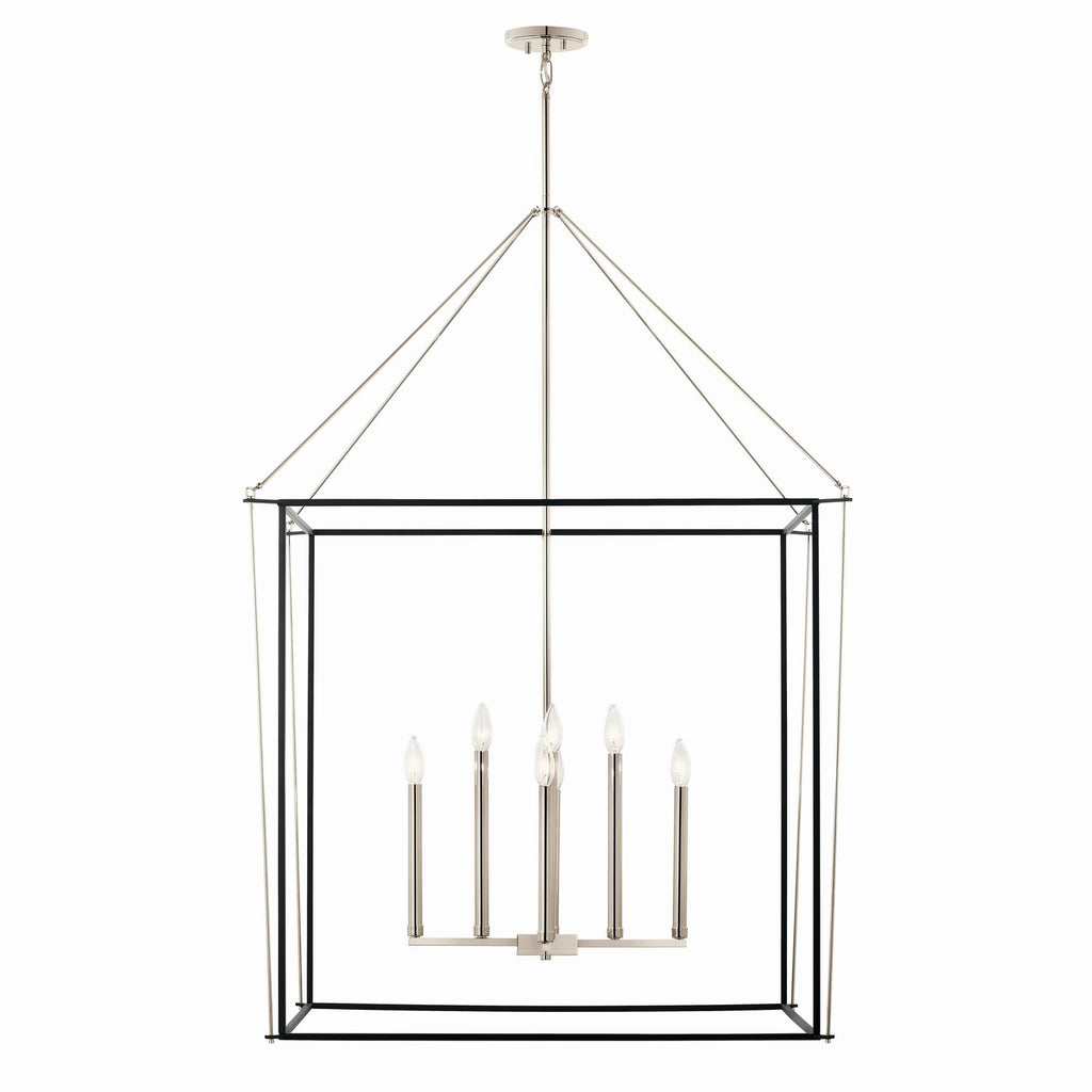 KICHLER 52629PN Eisley 50 Inch 8 Light 2 Tier Foyer Pendant In Polished Nickel And Black