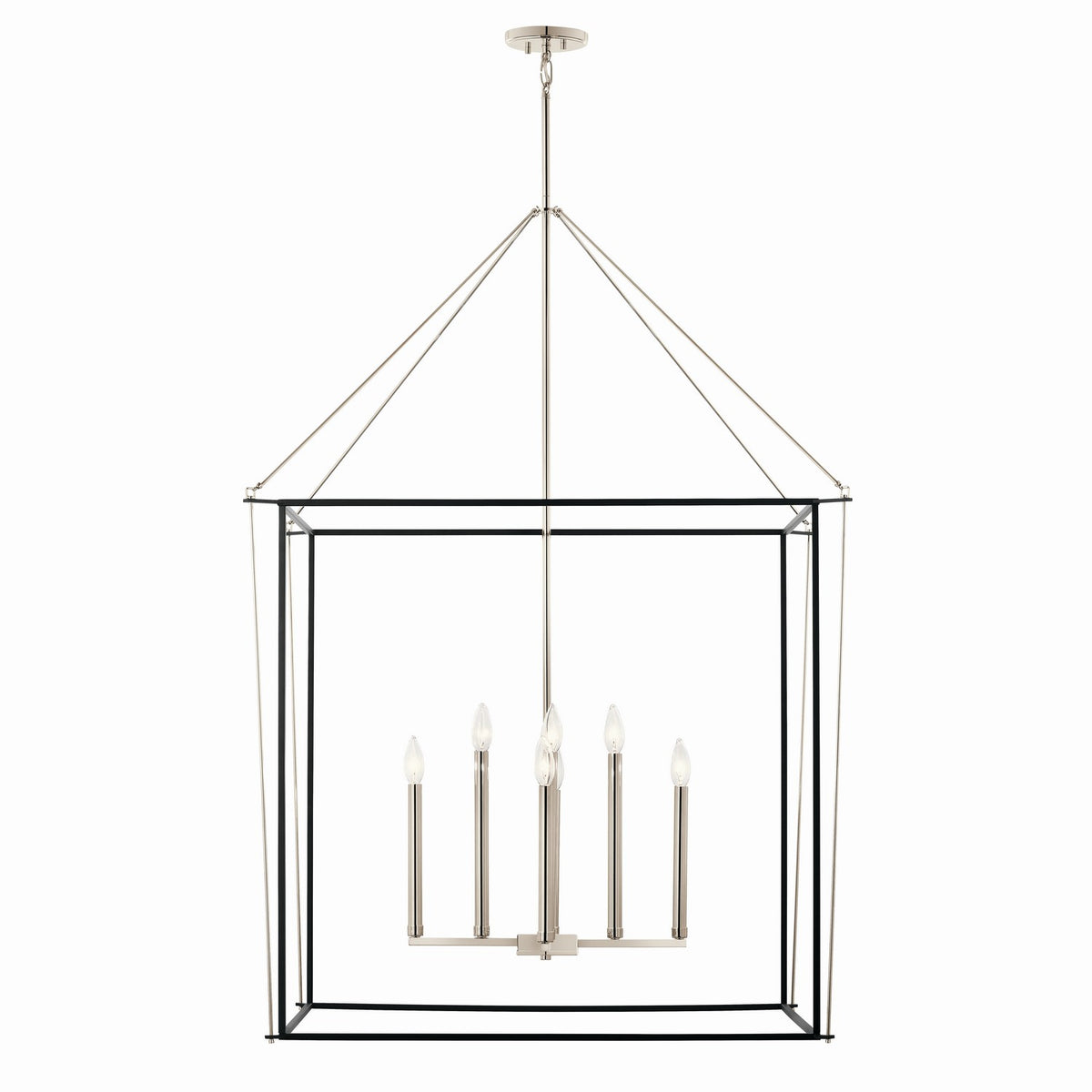 KICHLER 52629PN Eisley 50 Inch 8 Light 2 Tier Foyer Pendant In Polished Nickel And Black