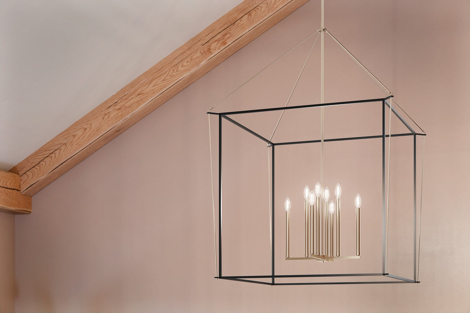 KICHLER 52629PN Eisley 50 Inch 8 Light 2 Tier Foyer Pendant In Polished Nickel And Black
