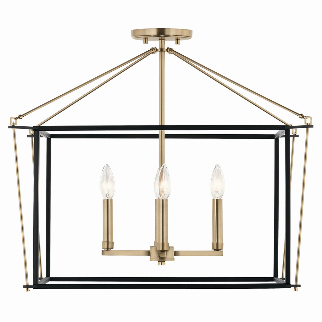 KICHLER 52632CPZ Eisley 20 Inch 4 Light Semi Flush Mount In Champagne Bronze And Black