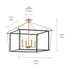 KICHLER 52632CPZ Eisley 20 Inch 4 Light Semi Flush Mount In Champagne Bronze And Black