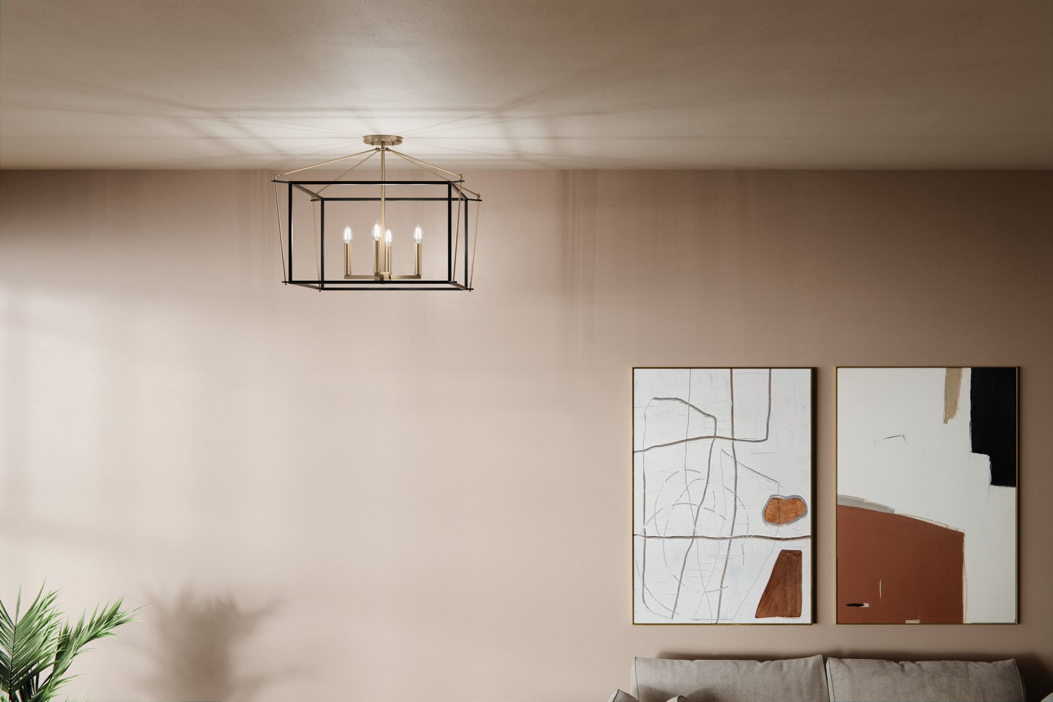 KICHLER 52632CPZ Eisley 20 Inch 4 Light Semi Flush Mount In Champagne Bronze And Black