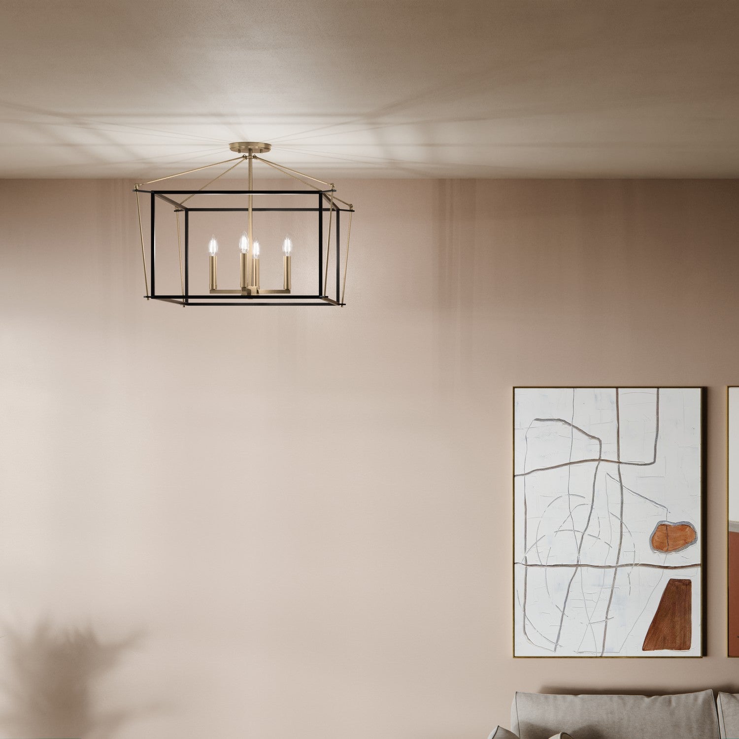 KICHLER 52632CPZ Eisley 20 Inch 4 Light Semi Flush Mount In Champagne Bronze And Black