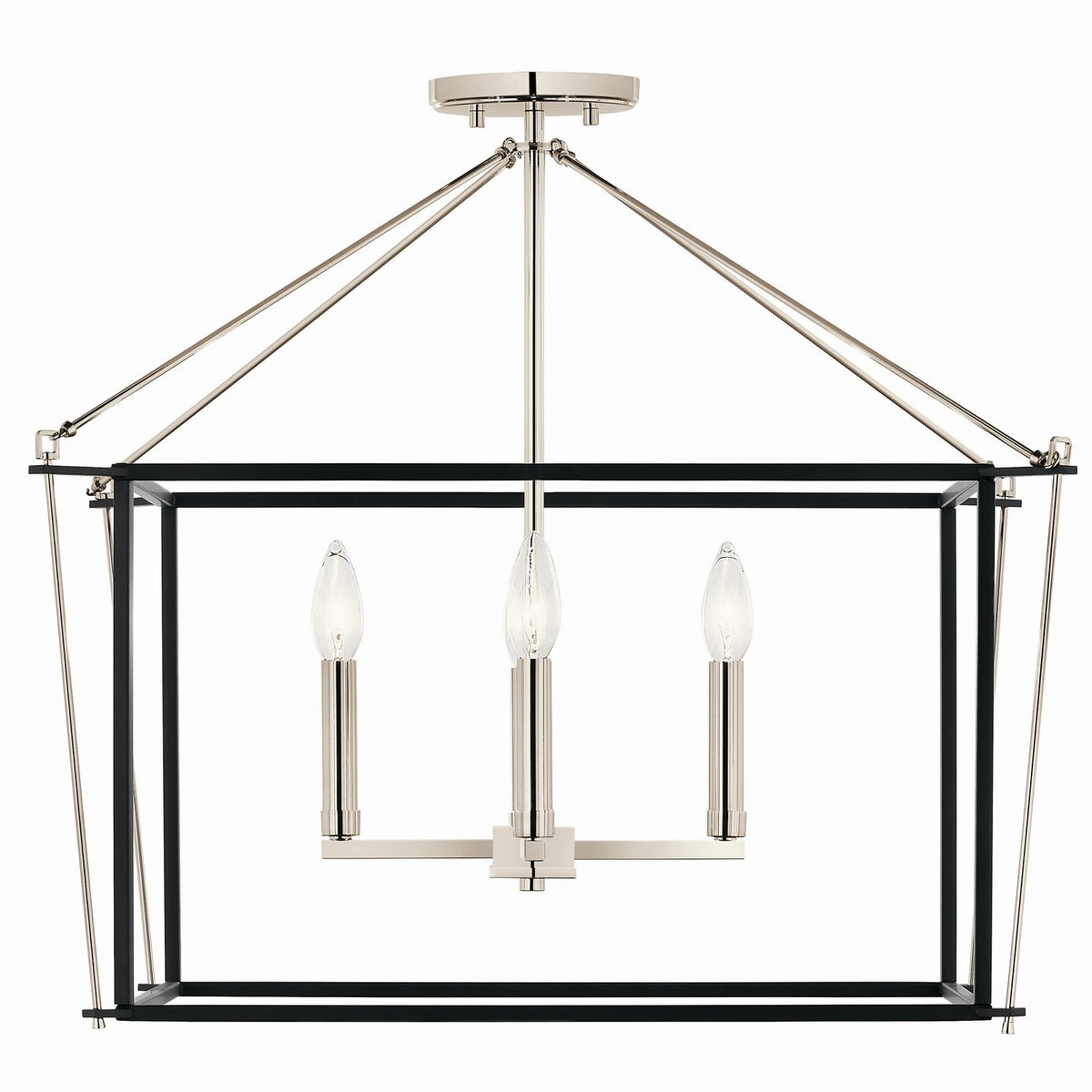 KICHLER 52632PN Eisley 20 Inch 4 Light Semi Flush Mount In Polished Nickel And Black