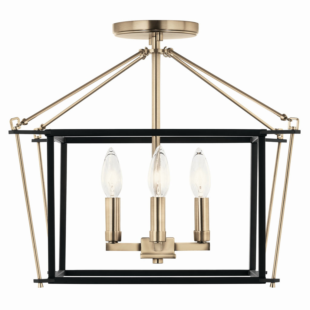 KICHLER 52633CPZ Eisley 14 Inch 4 Light Semi Flush Mount In Champagne Bronze And Black