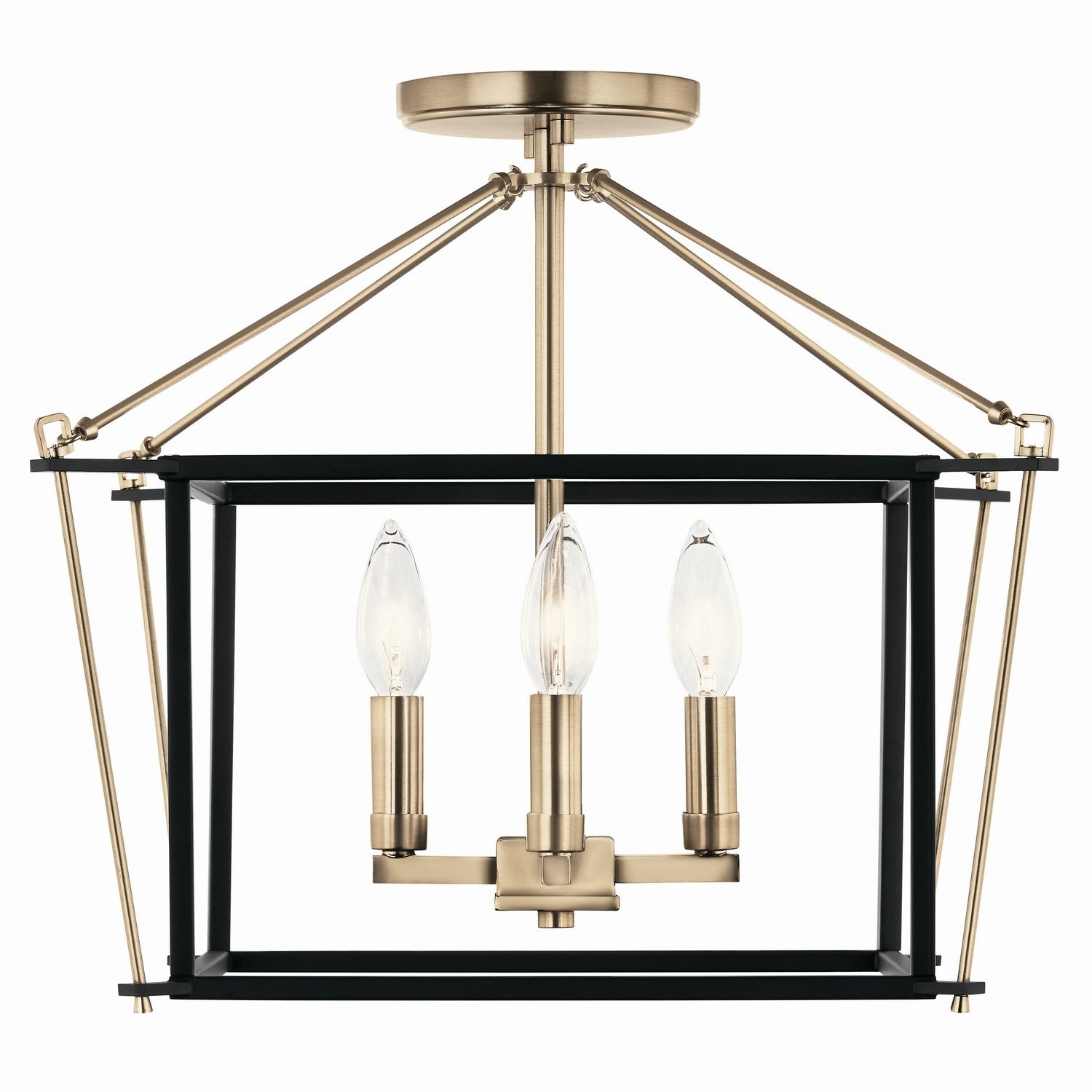KICHLER 52633CPZ Eisley 14 Inch 4 Light Semi Flush Mount In Champagne Bronze And Black