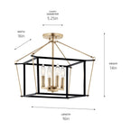 KICHLER 52633CPZ Eisley 14 Inch 4 Light Semi Flush Mount In Champagne Bronze And Black