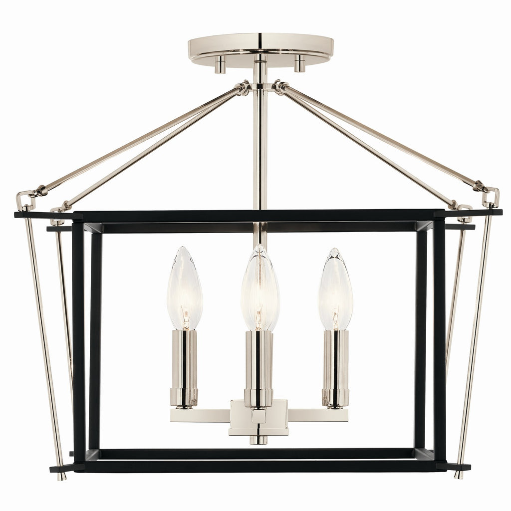 KICHLER 52633PN Eisley 14 Inch 4 Light Semi Flush Mount In Polished Nickel And Black