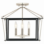 KICHLER 52633PN Eisley 14 Inch 4 Light Semi Flush Mount In Polished Nickel And Black
