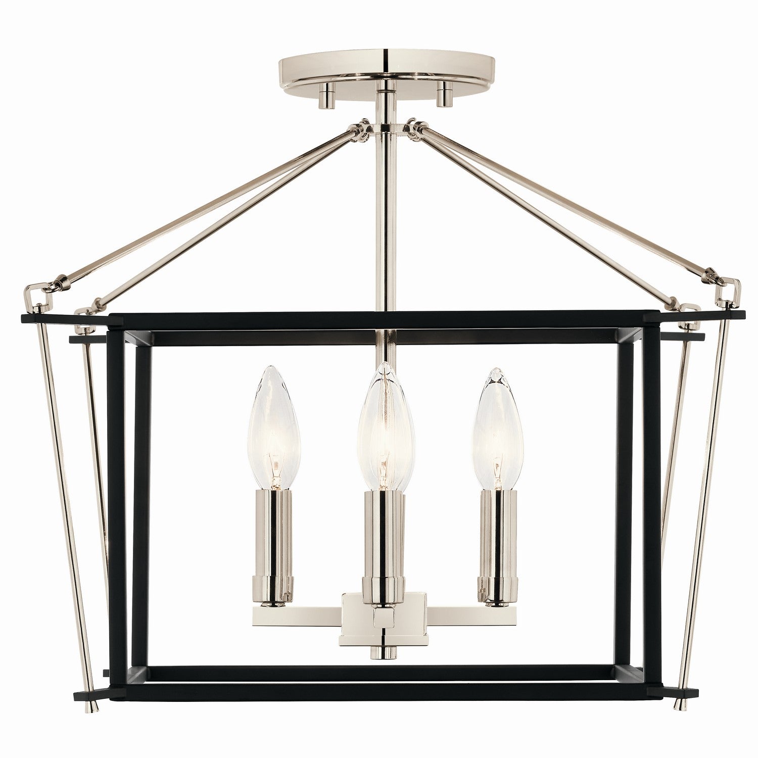 KICHLER 52633PN Eisley 14 Inch 4 Light Semi Flush Mount In Polished Nickel And Black