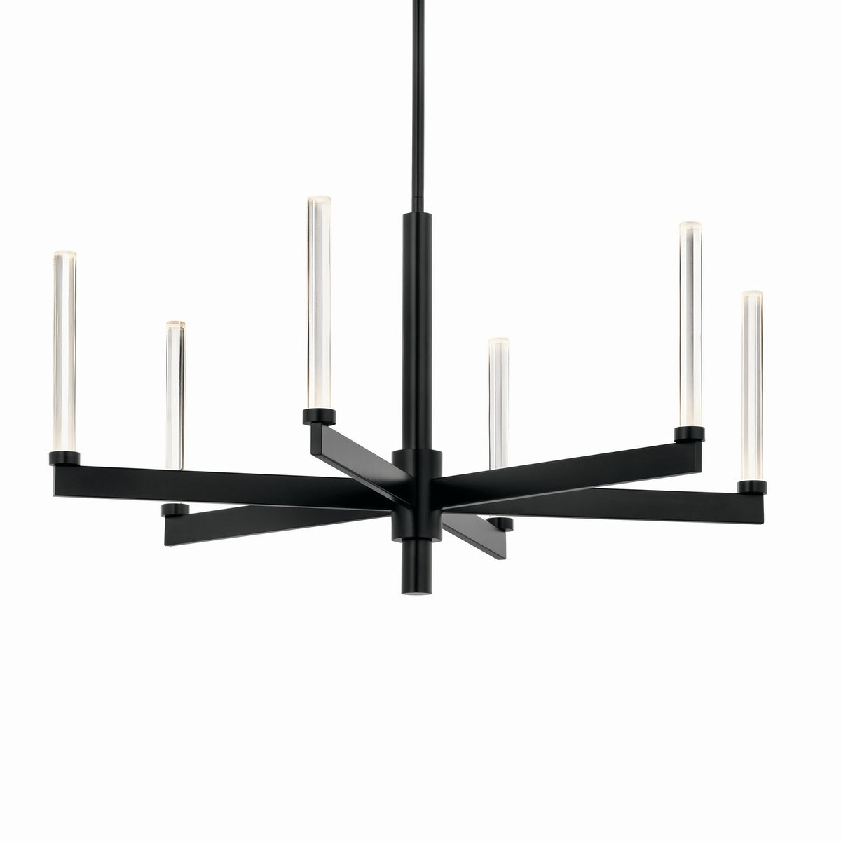 KICHLER 52667BK Sycara 36.25 Inch 6 Light Led Chandelier With Faceted Crystal In Black