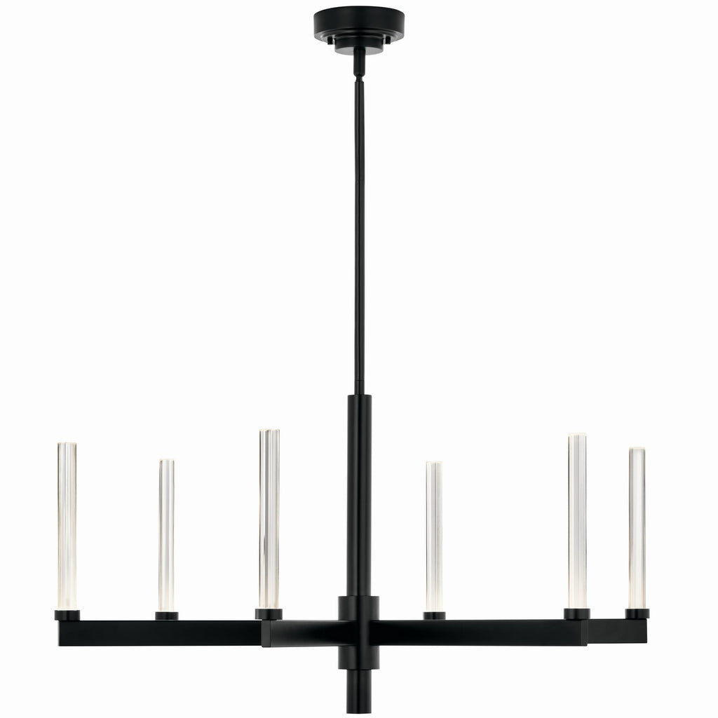 KICHLER 52667BK Sycara 36.25 Inch 6 Light Led Chandelier With Faceted Crystal In Black