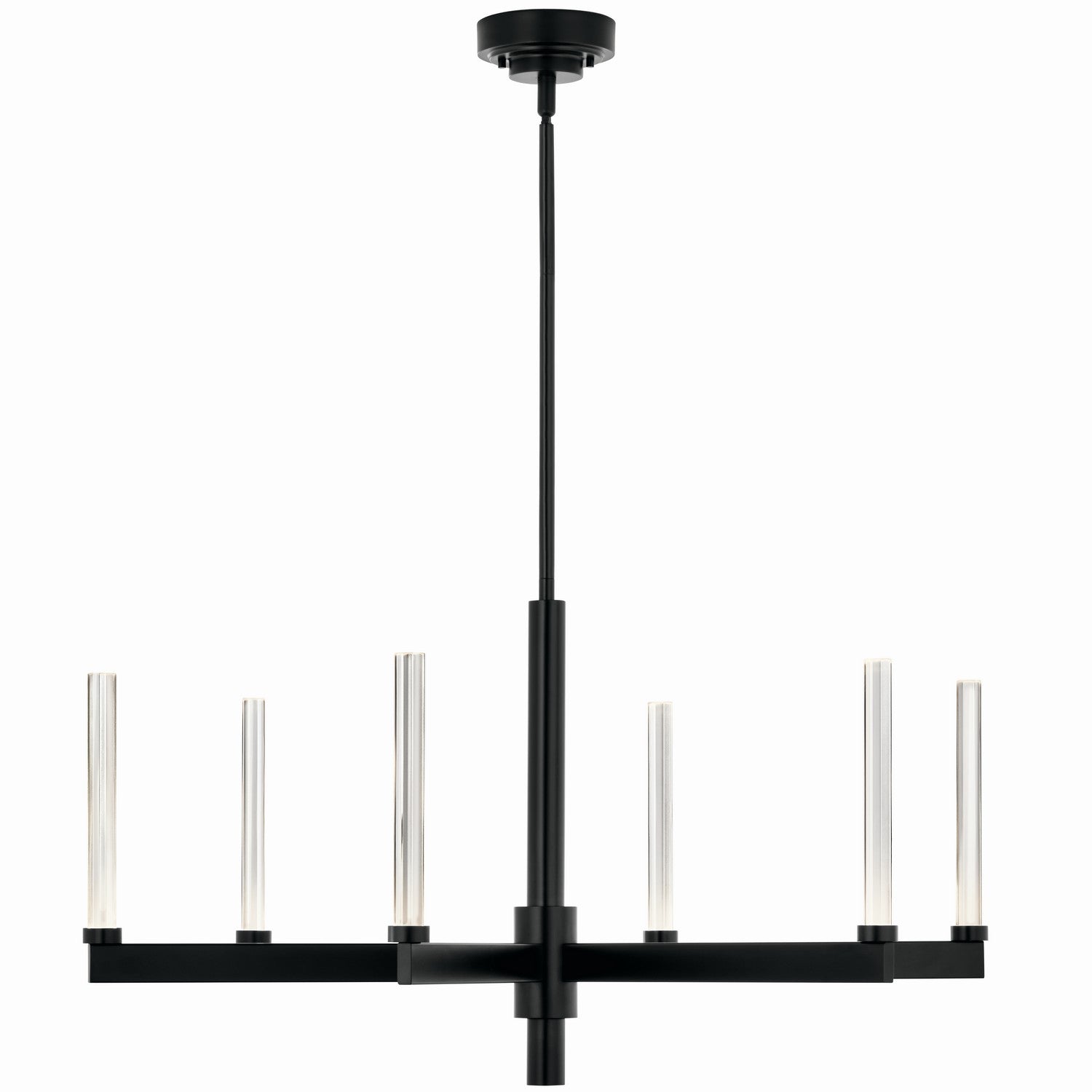 KICHLER 52667BK Sycara 36.25 Inch 6 Light Led Chandelier With Faceted Crystal In Black
