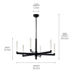 KICHLER 52667BK Sycara 36.25 Inch 6 Light Led Chandelier With Faceted Crystal In Black