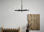 KICHLER 52667BK Sycara 36.25 Inch 6 Light Led Chandelier With Faceted Crystal In Black