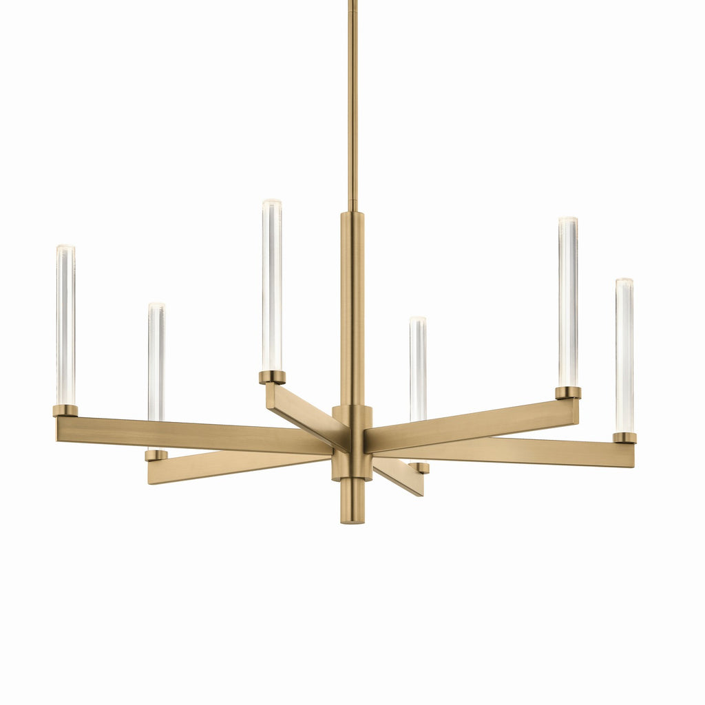 KICHLER 52667CPZ Sycara 36.25 Inch 6 Light Led Chandelier With Faceted Crystal In Champagne Bronze