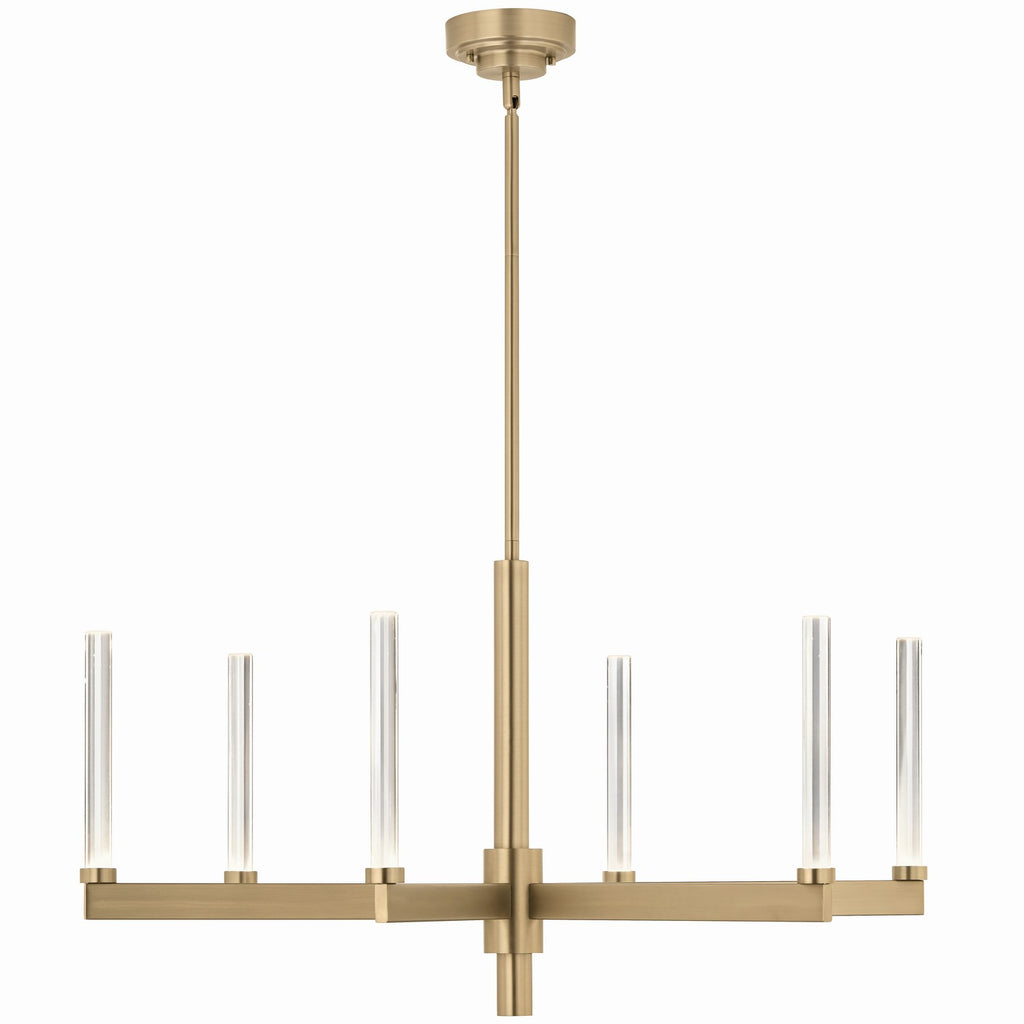 KICHLER 52667CPZ Sycara 36.25 Inch 6 Light Led Chandelier With Faceted Crystal In Champagne Bronze