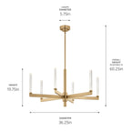 KICHLER 52667CPZ Sycara 36.25 Inch 6 Light Led Chandelier With Faceted Crystal In Champagne Bronze
