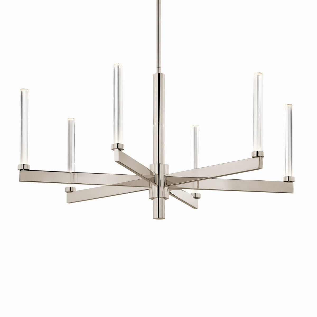 KICHLER 52667PN Sycara 36.25 Inch 6 Light Led Chandelier With Faceted Crystal In Polished Nickel