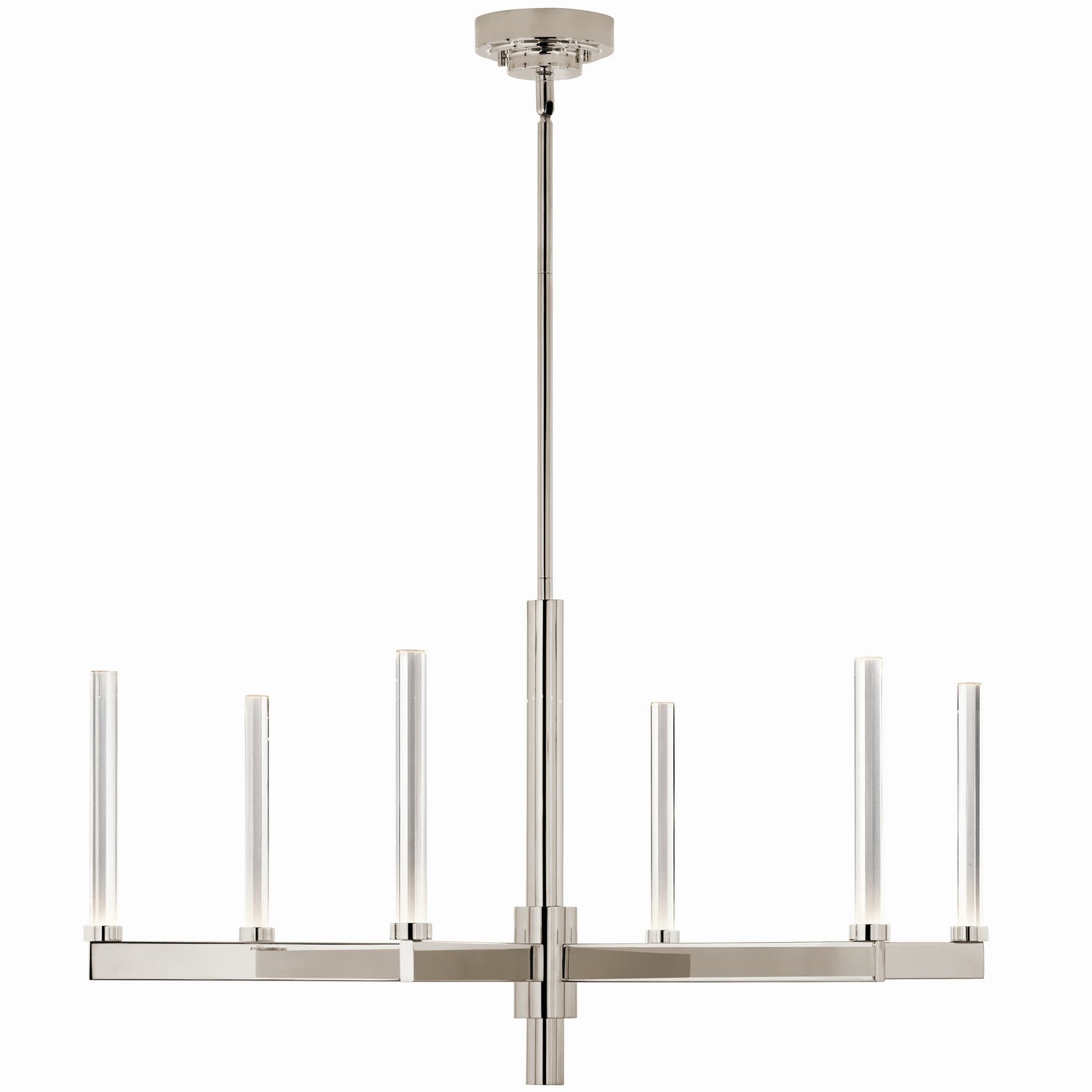 KICHLER 52667PN Sycara 36.25 Inch 6 Light Led Chandelier With Faceted Crystal In Polished Nickel