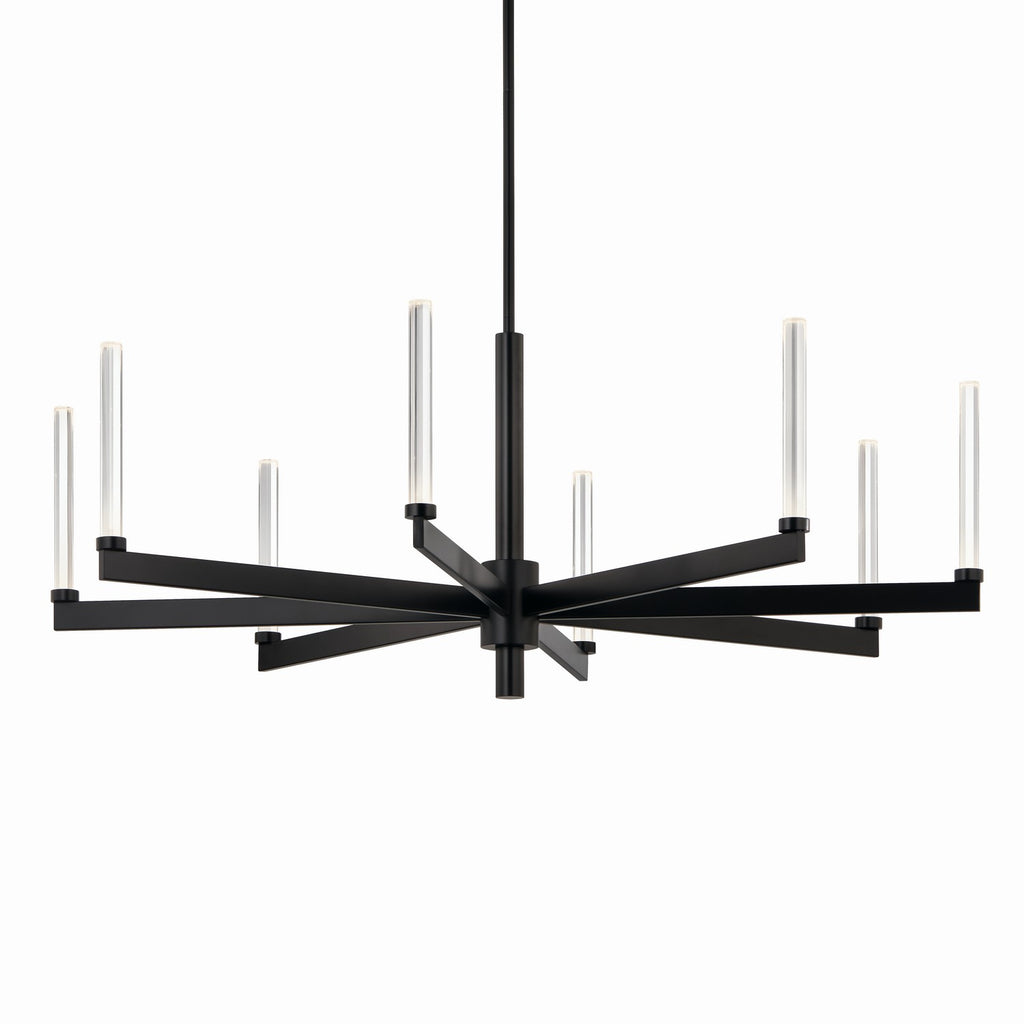 KICHLER 52668BK Sycara 48.5 Inch 8 Light Led Chandelier With Faceted Crystal In Black