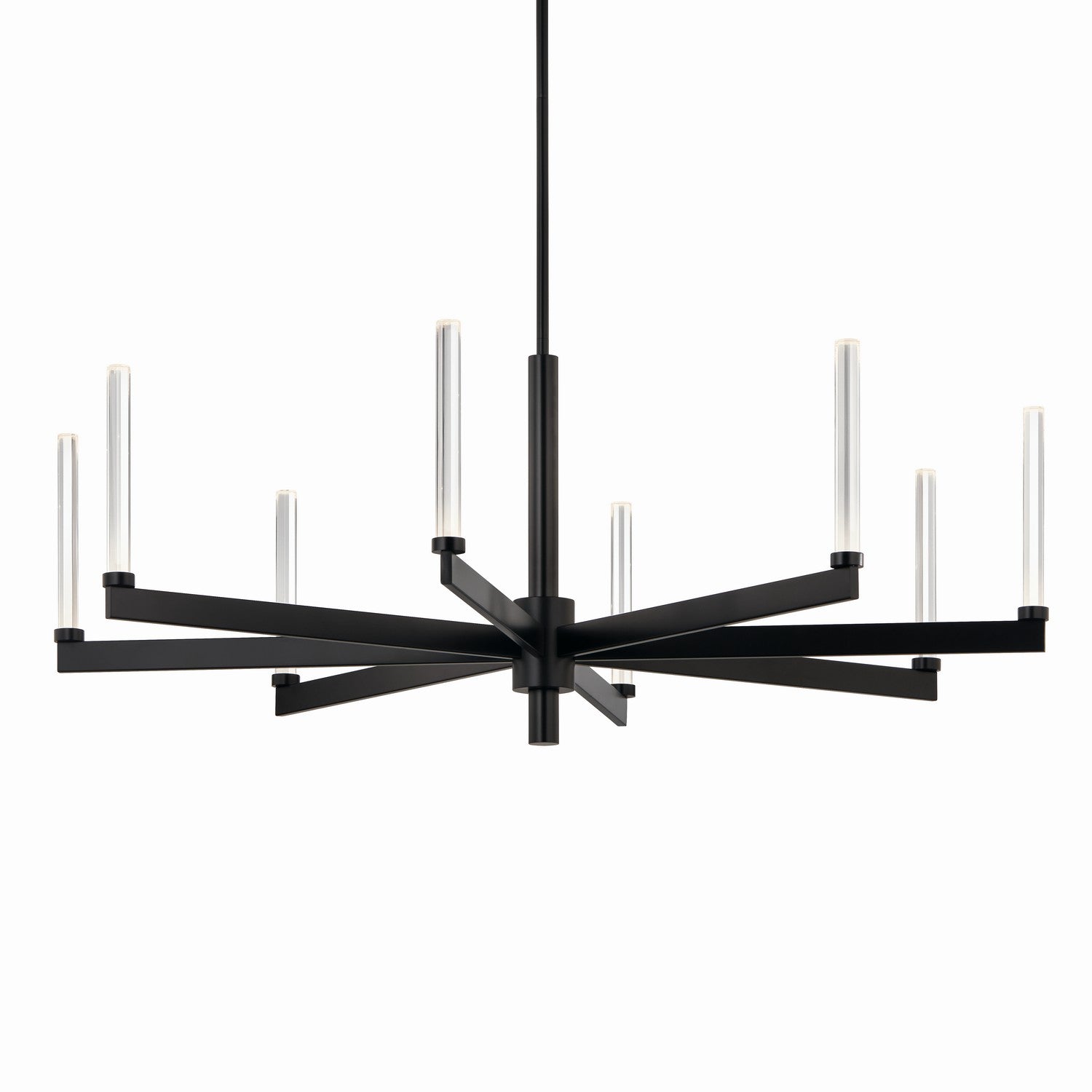 KICHLER 52668BK Sycara 48.5 Inch 8 Light Led Chandelier With Faceted Crystal In Black