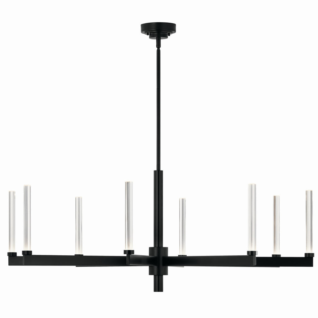KICHLER 52668BK Sycara 48.5 Inch 8 Light Led Chandelier With Faceted Crystal In Black
