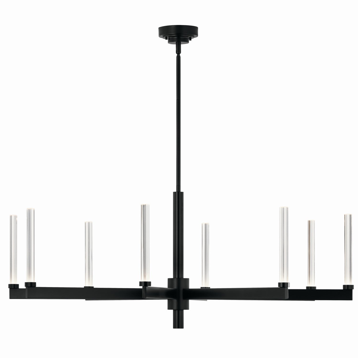 KICHLER 52668BK Sycara 48.5 Inch 8 Light Led Chandelier With Faceted Crystal In Black