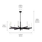 KICHLER 52668BK Sycara 48.5 Inch 8 Light Led Chandelier With Faceted Crystal In Black