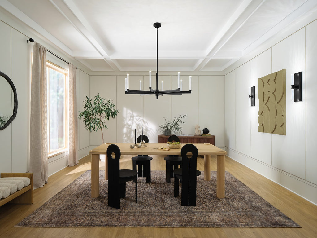 KICHLER 52668BK Sycara 48.5 Inch 8 Light Led Chandelier With Faceted Crystal In Black